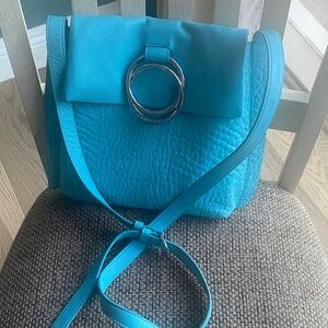 Vince Camuto Bright Turquoise Women's Crossbody Bag with Silver Ring Accent
